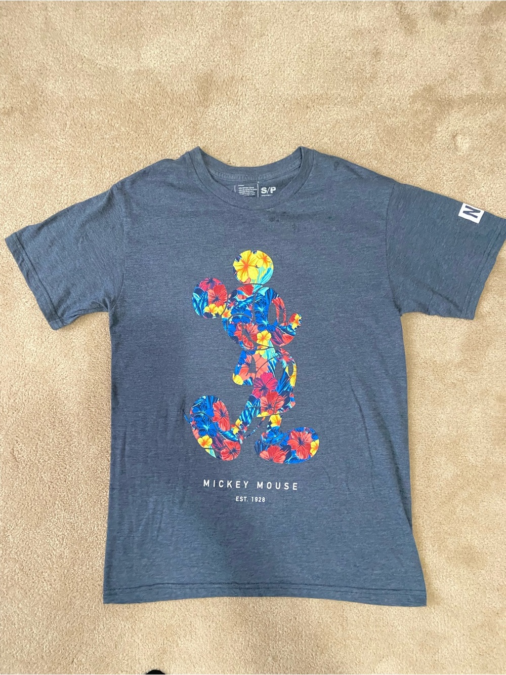 Disney x NEFF Floral Navy Tee with Bright Floral Mickey Silhouette